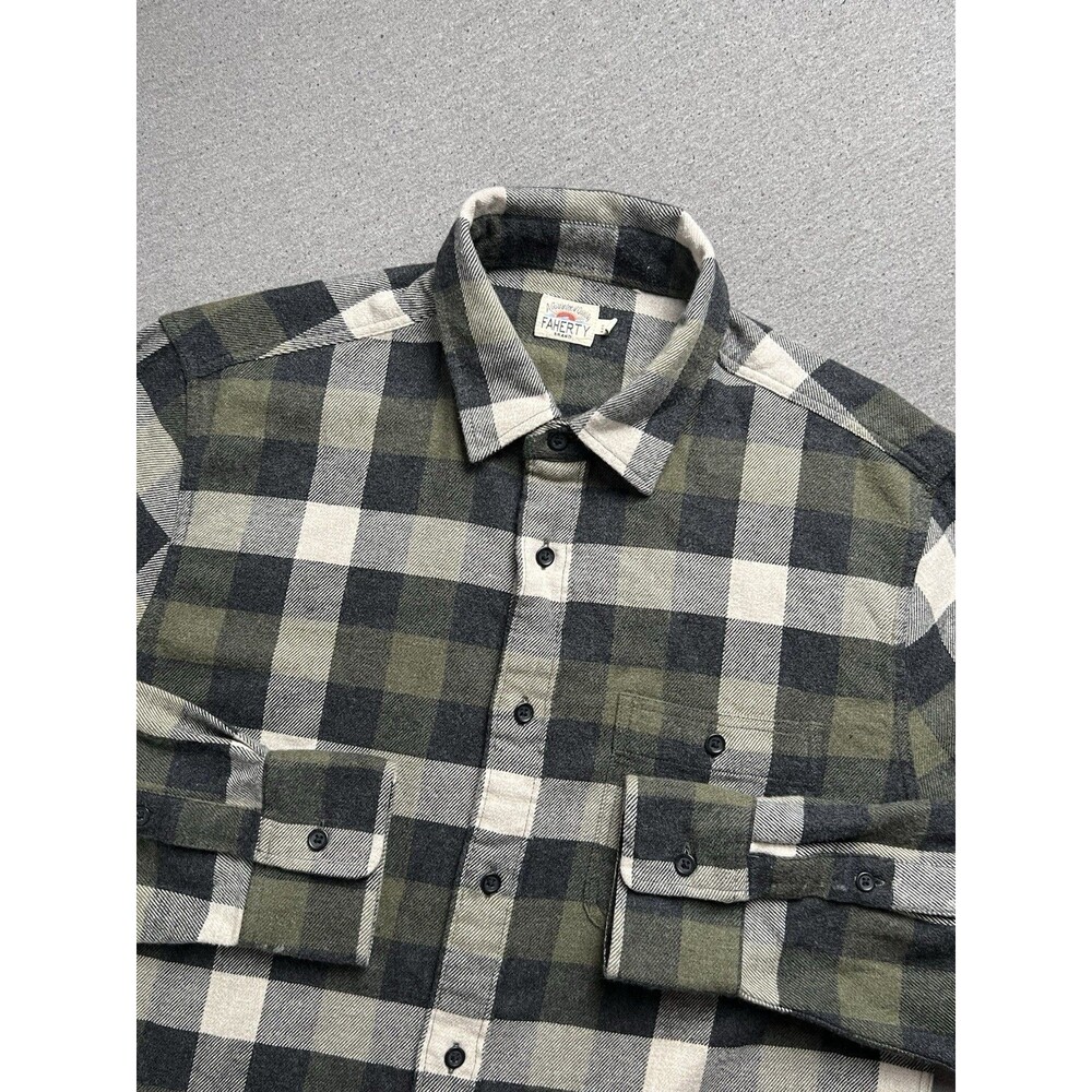 Faherty Flannel Shirt Men’s M Black Check Super Brushed Heritage Organic Cotton